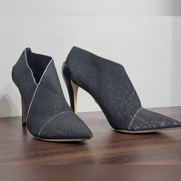 🤩Host Pick❤️Diane Von Furstenburg Canvas Black Bootie Heels Women's Size 10B - Picture 6 of 16